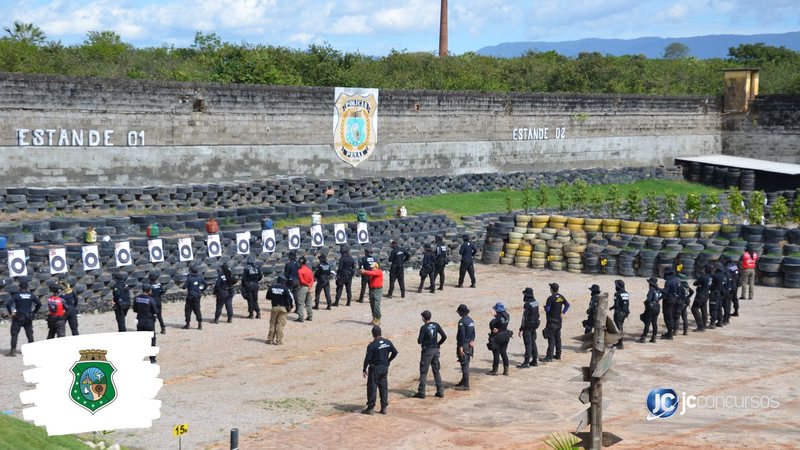 Concurso da SAP CE: policiais durante treinamento de tiro - Foto: Divulgação
